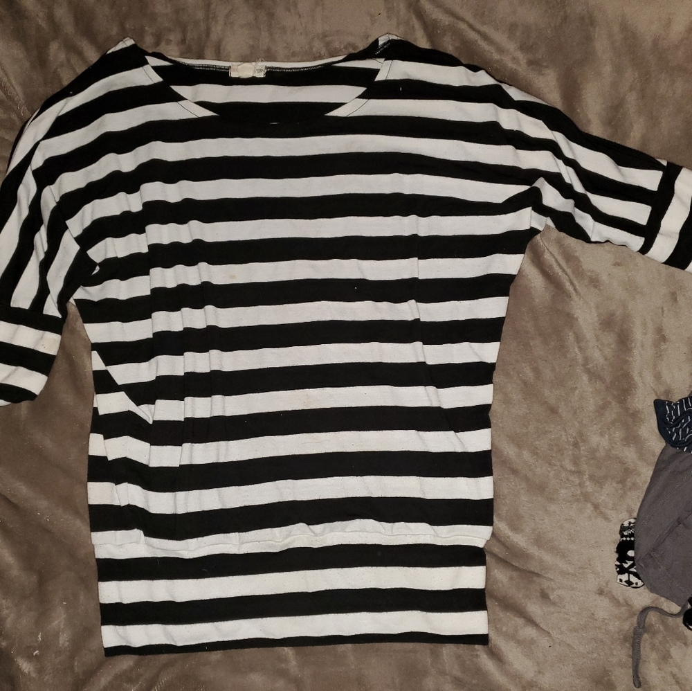 Black and white striped blouse